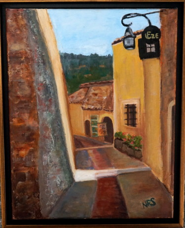 Malerei mit dem Titel "Medieval town, Fran…" von Noreen Schumann, Original-Kunstwerk, Öl