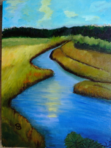 Painting titled "Creekside" by Noreen Schumann, Original Artwork, Oil