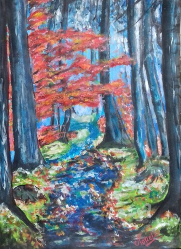 Painting titled "Foret bleue" by Norel, Original Artwork, Acrylic