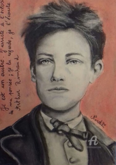 Drawing titled "Rimbaud" by Norel, Original Artwork, Pastel