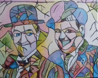 Painting titled "Laurel et Hardy" by Norel, Original Artwork, Acrylic