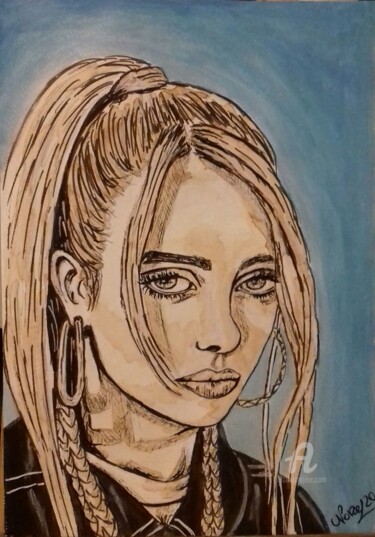 Drawing titled "Billie 1" by Norel, Original Artwork, Acrylic