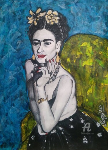 「Frida Khalo」というタイトルの絵画 Norelによって, オリジナルのアートワーク, アクリル