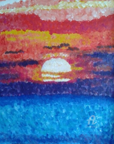 Peinture intitulée "Couché de soleil" par Norel, Œuvre d'art originale, Acrylique