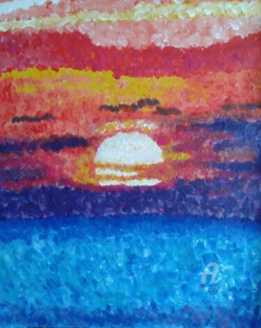 Painting titled "Couché de soleil" by Norel, Original Artwork, Acrylic