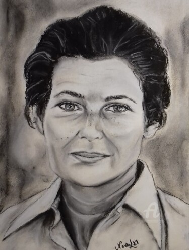 Drawing titled "Simone Veil" by Norel, Original Artwork, Pastel