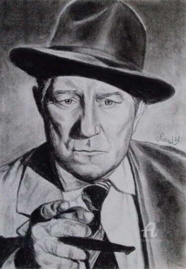 Drawing titled "Jean Gabin" by Norel, Original Artwork, Graphite