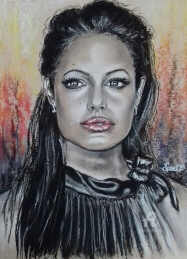 Drawing titled "Angelina" by Norel, Original Artwork, Charcoal