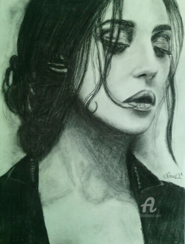 Drawing titled "Monica" by Norel, Original Artwork, Charcoal