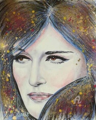 Painting titled "Sublime Dalida" by Norel, Original Artwork, Watercolor