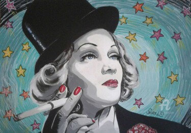 Painting titled "Marlène Dietrich" by Norel, Original Artwork, Acrylic