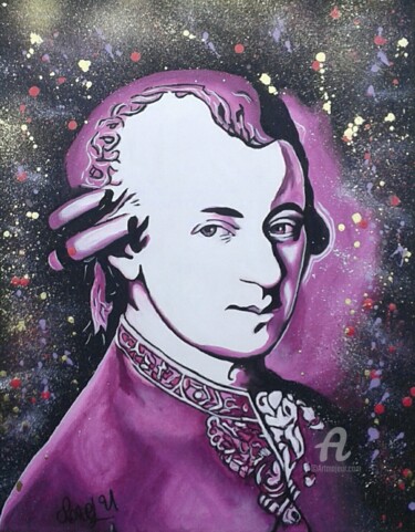 Painting titled "Mozart" by Norel, Original Artwork, Acrylic