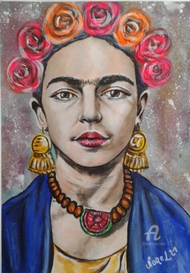 Painting titled "Snow Frida" by Norel, Original Artwork, Acrylic