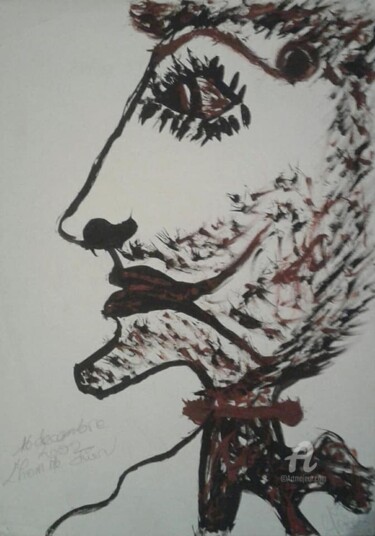 Peinture intitulée "L'homme chien" par Norel, Œuvre d'art originale, Acrylique