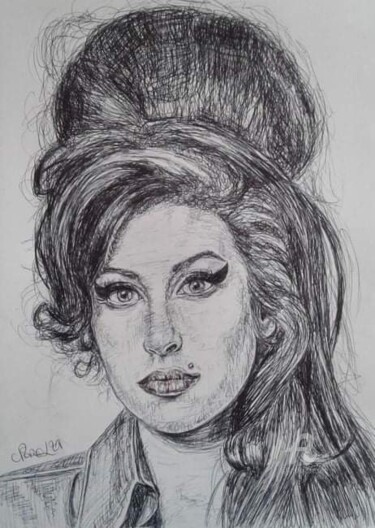 Dessin intitulée "Amy 3" par Norel, Œuvre d'art originale, Stylo à bille