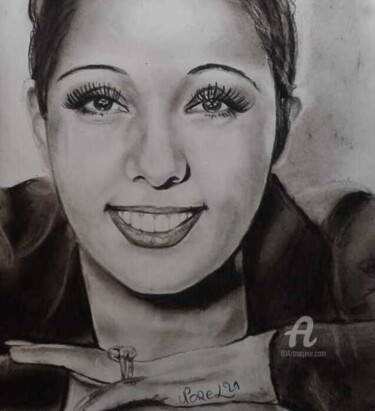 Drawing titled "Josephine Baker" by Norel, Original Artwork, Charcoal