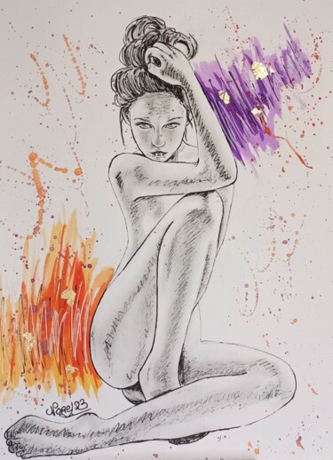 Pintura titulada "Violet" por Norel, Obra de arte original, Grafito