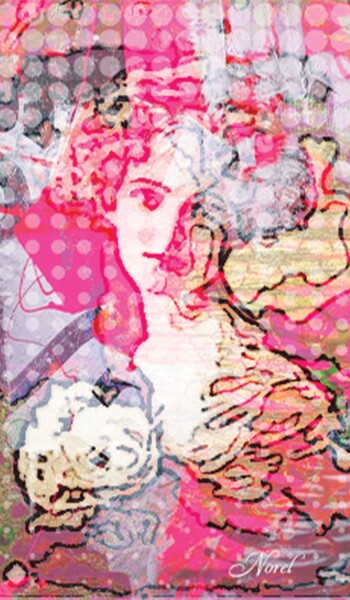 Arte digital titulada "La dame et la rose" por Norel, Obra de arte original, Trabajo Digital 2D