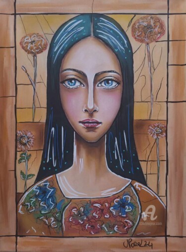 Peinture intitulée "La joconde et les m…" par Norel, Œuvre d'art originale, Acrylique