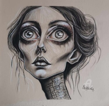Рисунок под названием "Big eyes" - Norel, Подлинное произведение искусства, Пастель