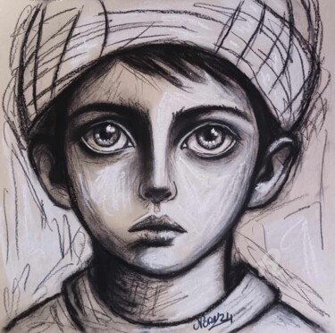 Zeichnungen mit dem Titel "Le petit palestinien" von Norel, Original-Kunstwerk, Pastell
