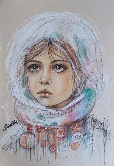 Rysunek zatytułowany „La petite palestien…” autorstwa Norel, Oryginalna praca, Pastel