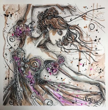 Painting titled "La danseuse" by Norel, Original Artwork, Ink