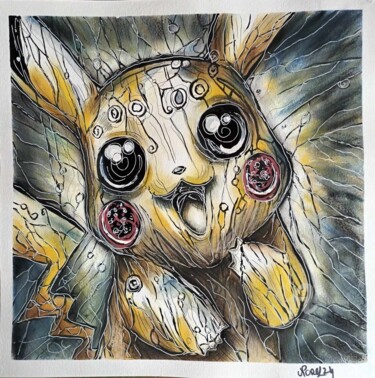 Painting titled "Pikachu" by Norel, Original Artwork, Watercolor