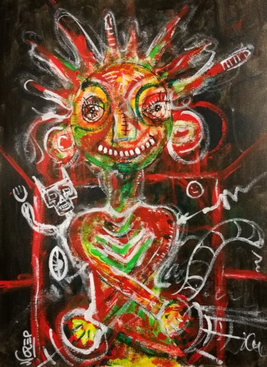Painting titled "Quoi !?!" by Norep, Original Artwork, Acrylic