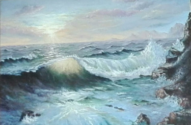 Pintura intitulada "puesta del sol" por Noria Tafrent, Obras de arte originais, Óleo