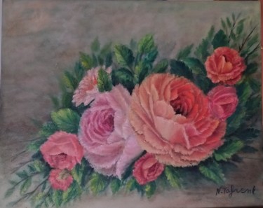 Painting titled "Flores" by Noria Tafrent, Original Artwork, Oil