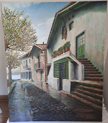 Painting titled "The neighborhood" by Noria Tafrent, Original Artwork, Oil