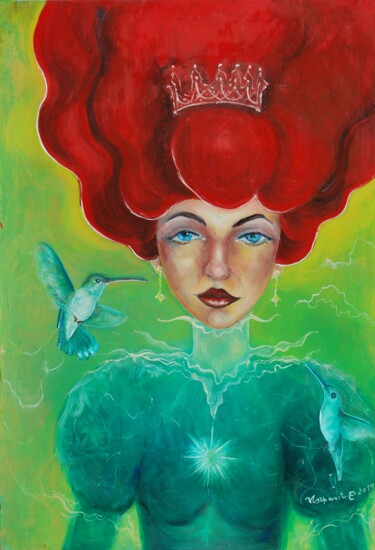 Картина под названием "reina-de-mis-fantas…" - Norma Pantolini, Подлинное произведение искусства, Масло