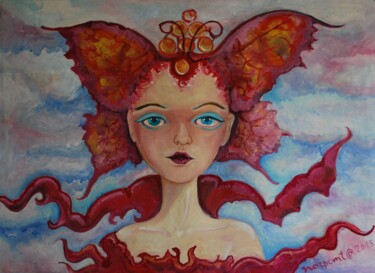 Pintura titulada "reina-de-las-maripo…" por Norma Pantolini, Obra de arte original, Oleo