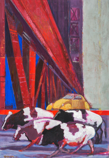 Peinture intitulée "Ballade en Rouge bé…" par Norma Trosman, Œuvre d'art originale, Tempera Monté sur Carton