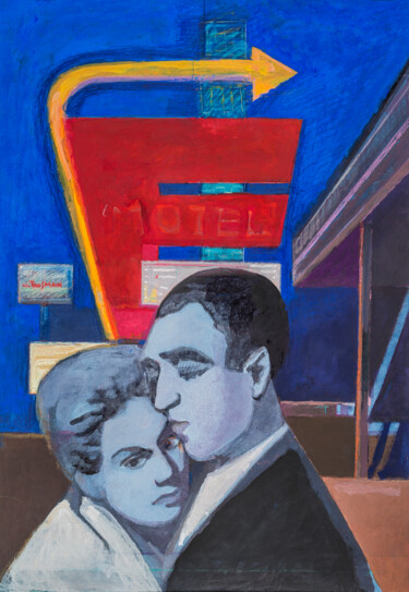 Malerei mit dem Titel "Couple mythique" von Norma Trosman, Original-Kunstwerk, Tempera Auf Karton montiert