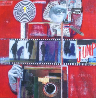 Painting titled "JUMP - Série El Tun…" by Norma Trosman, Original Artwork, Collages Mounted on Wood Panel