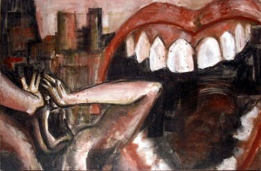 Painting titled ""scream city"" by Norma Ascencio, Original Artwork, Oil