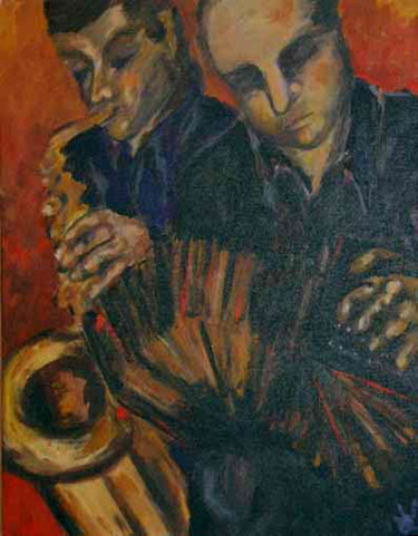 Pintura titulada ""sax y bandoneon"" por Norma Ascencio, Obra de arte original, Oleo
