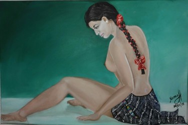 Pintura titulada "INTIMIDAD INDIGENA" por Norma Leticia Hernandez Alvarado, Obra de arte original, Oleo