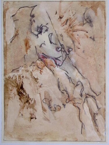 Drawing titled "Du schaust - ich sc…" by Norman Ocko Bates, Original Artwork, Conté