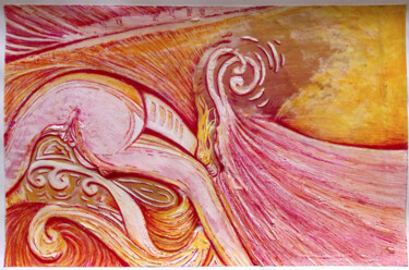 Disegno intitolato "rosig Schenkel/innen" da Norman Ocko Bates, Opera d'arte originale, Matite colorate