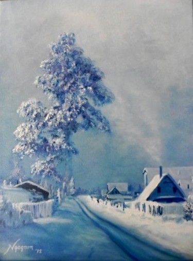 Painting titled "Paysage nordique" by Normand Gagnon, Original Artwork