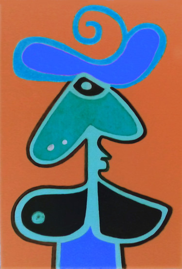 FEMME AU CHAPEAU BLEU CIEL Arts numériques intitulée "FEMME AU CHAPEAU BL…" par Titan, Œuvre d'art originale, Travail numérique 2D