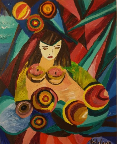 Peinture intitulée "La femme puissante" par Nororaja Peinturalhuile, Œuvre d'art originale, Huile