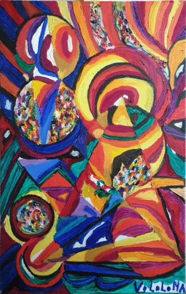 Pintura titulada "Myriade de couleurs" por Nororaja Peinturalhuile, Obra de arte original, Oleo Montado en Bastidor de camil…