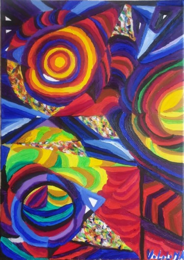 Malerei mit dem Titel "Les couleurs chatoy…" von Nororaja Peinturalhuile, Original-Kunstwerk, Öl Auf Keilrahmen aus Holz mon…