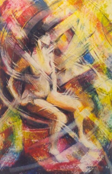 Painting titled "jeune femme nue" by Norredine Chebahi, Original Artwork