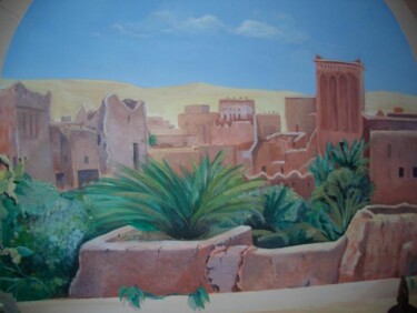 Peinture intitulée "Paysage marocain da…" par Norredine Chebahi, Œuvre d'art originale