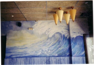 Peinture intitulée "vague au réstaurant…" par Norredine Chebahi, Œuvre d'art originale